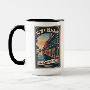 Taza Póster de viaje retro de Nueva Orleans Luisiana Vi