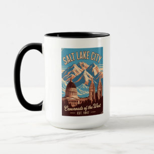 Taza Póster de viaje retro de Salt Lake City Utah Vinta