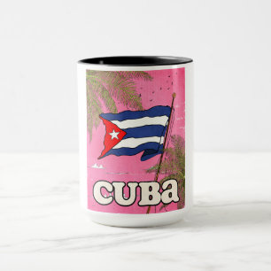 Taza Póster de viaje vintage de la bandera cubana