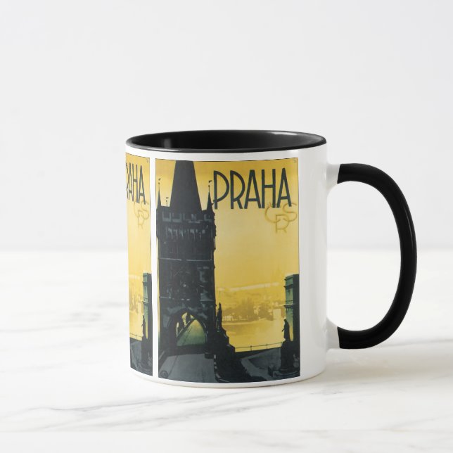 Taza Poster de Vintage Prague (Praha) (Derecha)
