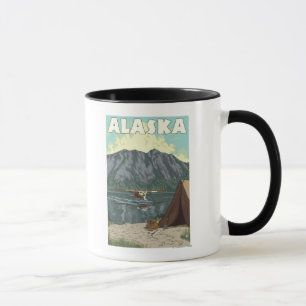 Taza Poster del avión de Bush y del viaje del vintage