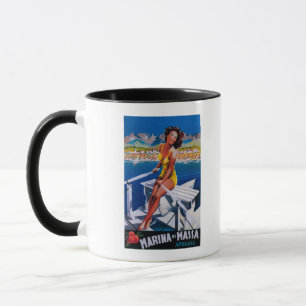 Taza Poster del viaje del puerto deportivo de Massa