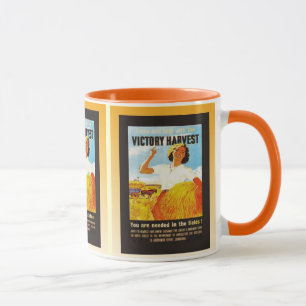 Taza Poster del vintage, cosecha de la victoria,