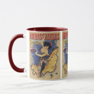 Taza Póster francés antiguo de bailarina Art Nouveau