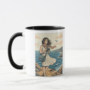 Taza Póster Ilustrado de Fotografía de Viajes Costeros