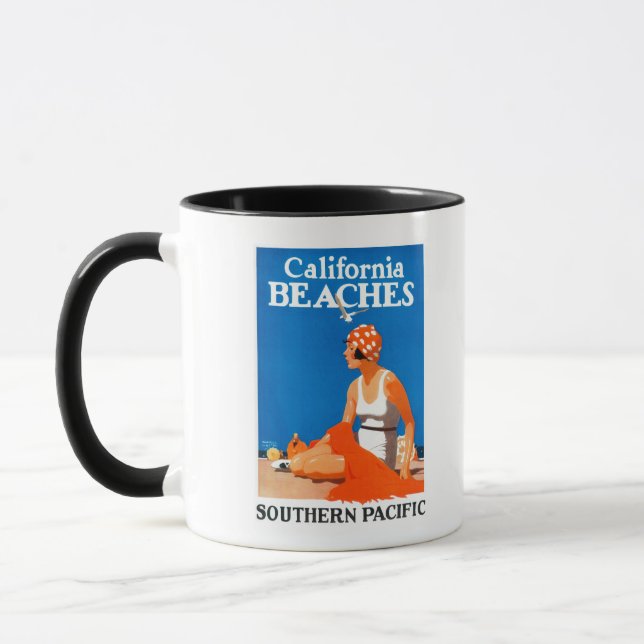 Taza Poster promocional de playas de California (Izquierda)