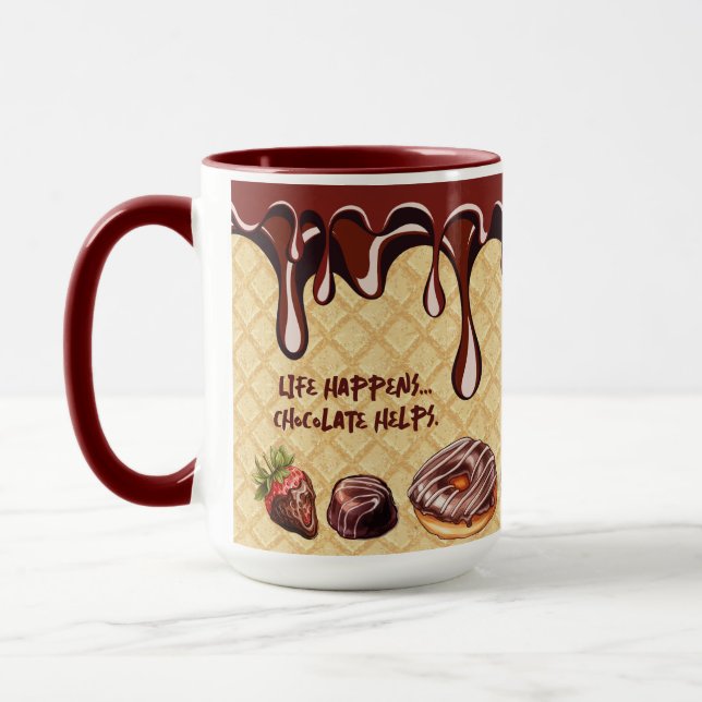 Taza Postre Relacionable Graciosa Frase Chocolate Aover (Izquierda)