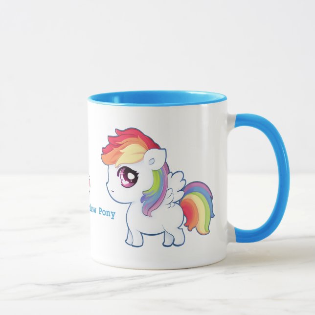 Taza Potro del arco iris de Kawaii - personalizado (Derecha)