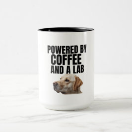 Taza Powered by Coffee and a Lab – Yellow Lab – Coffee