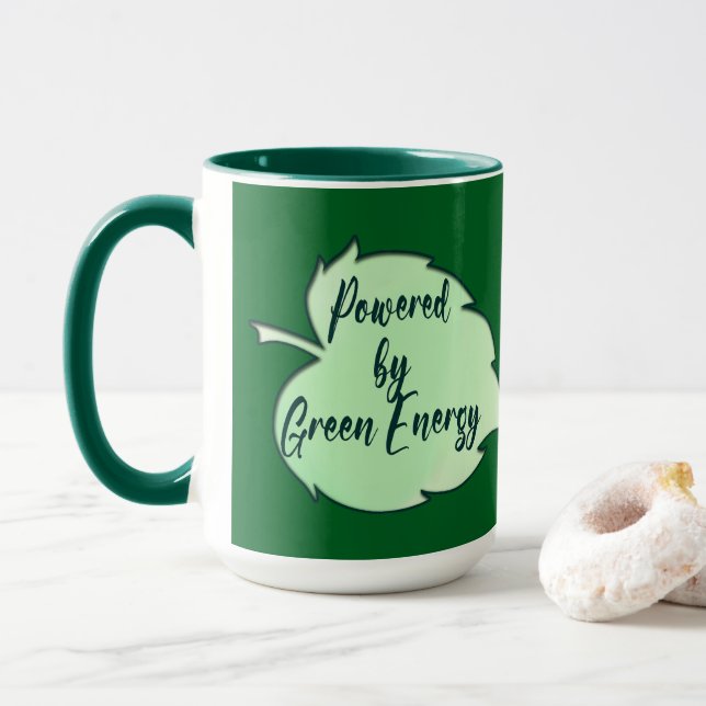 Taza Powered by Green Energy St Patrick’s Day caneca (Con donut)