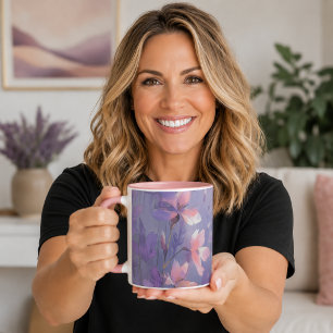 Taza Pradera de flores silvestres moradas soñadoras acu