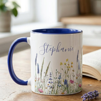Taza Prado de flores silvestres de índigo atenuado botá