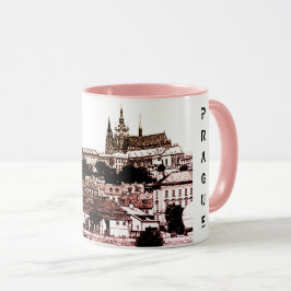 Taza Praga, ciudad histórica, castillo y bandera - chec