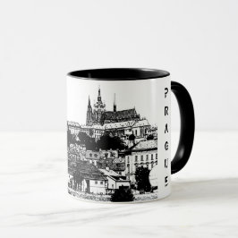 Taza Praga, ciudad histórica, castillo y bandera - chec