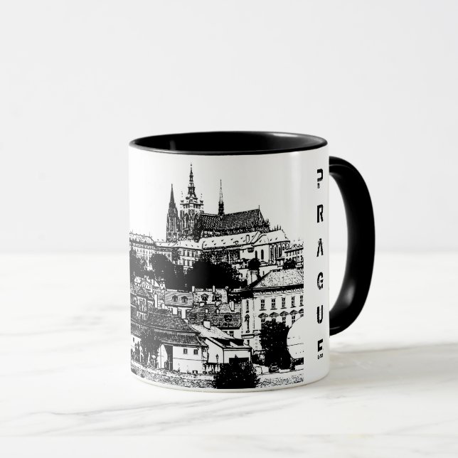 Taza Praga, ciudad histórica, castillo y bandera - chec (Anverso derecho)