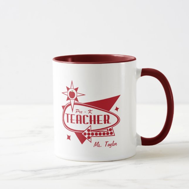 Taza Pre - los años 60 rojos retros del profesor de K (Derecha)