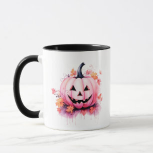 Taza Preciosa Calabaza Rosa de Halloween Moderna