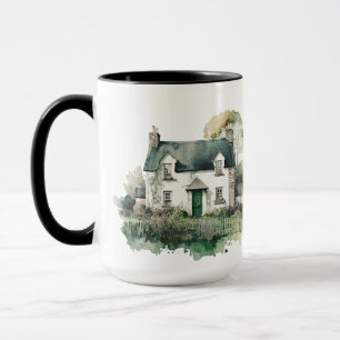 TAZA PRECIOSA CASA DE CAMPO IRLANDESA AL AGUARELA