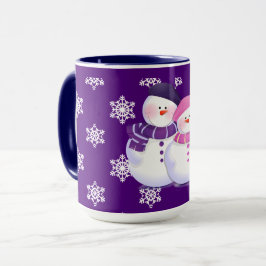 Taza preciosa de los pares del muñeco de nieve