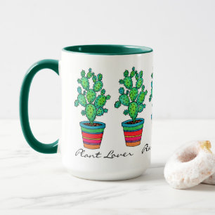 Taza Precioso Cactus De Acuarela En Bella Cacería