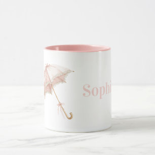 Taza Precioso paraguas rosa con volantes femenino