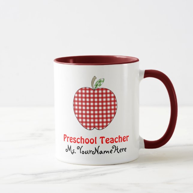 Taza preescolar del profesor - guinga roja Apple (Derecha)