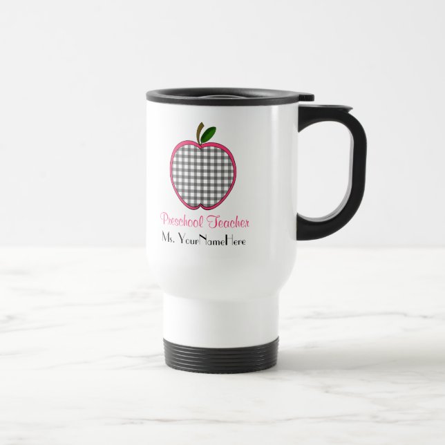 Taza preescolar del profesor - rosa gris de Apple (Derecha)