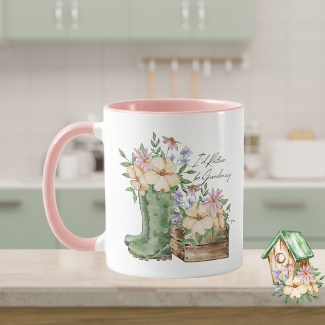 Taza Preferiría Estar Gardening Watercolor (Subido por el creador)