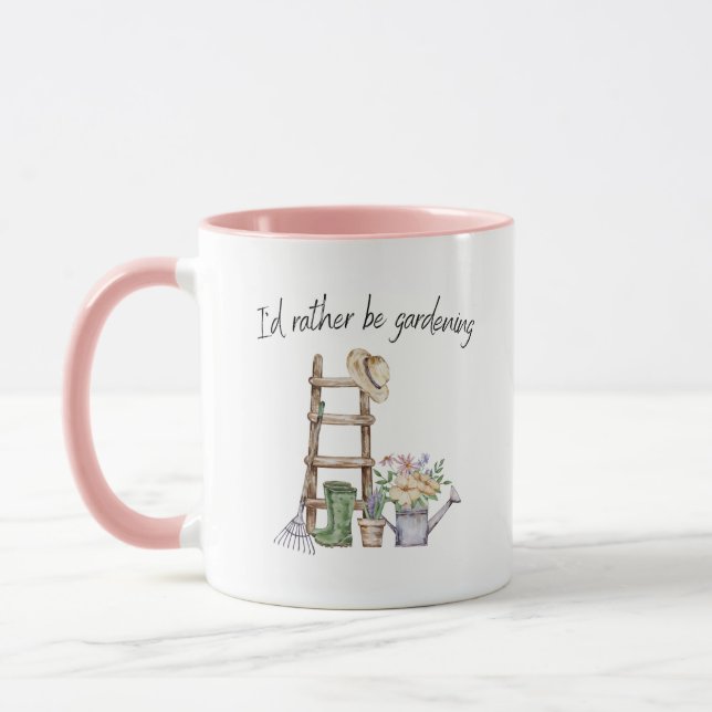 Taza Preferiría Estar Gardening Watercolor (Izquierda)