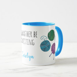 Taza Prefiero estar tejiendo, personalizado
