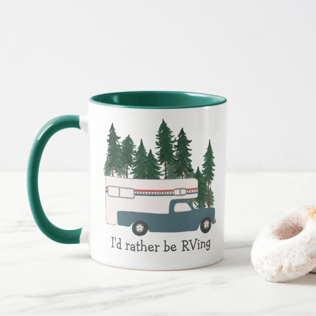 Taza Prefiero ser PERSONALIZADO de árbol de caravana de (Con donut)