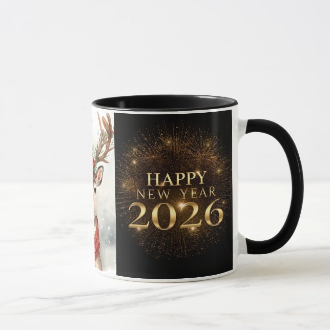 Taza premium black gold happy new year coffee mug (Derecha)