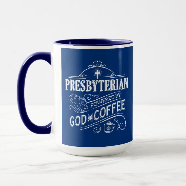 Taza Presbiteriano, impulsado por Dios y Café Mug (Izquierda)