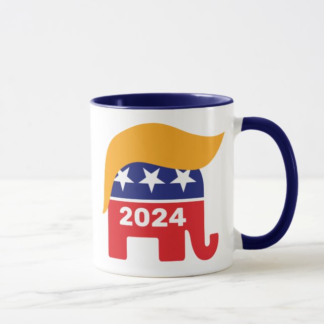 Taza Presidente Donald Trump 2024 Elephant Hair del GOP (Derecha)