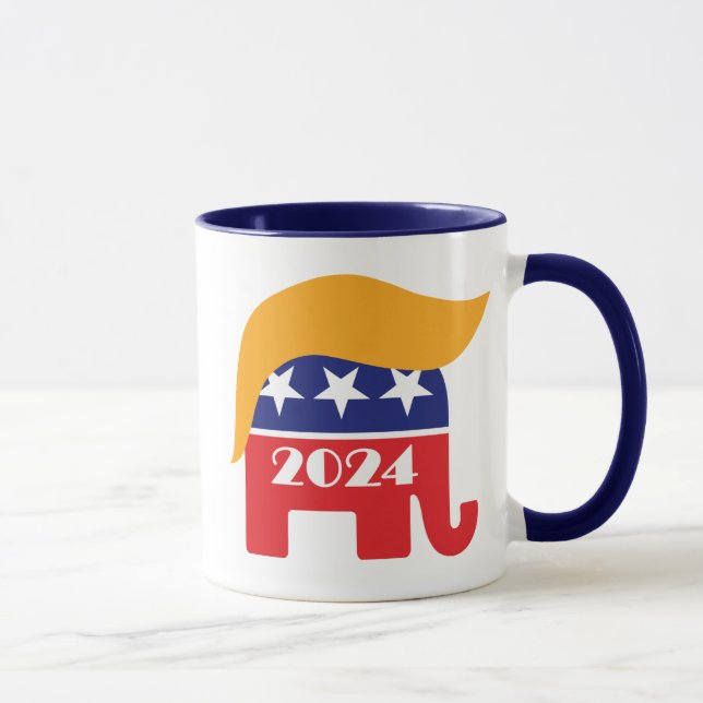 Taza Presidente Donald Trump 2024 Elephant Hair del GOP (Derecha)