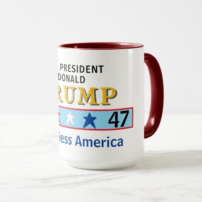 Taza Presidente Donald Trump 45 47 Dios bendiga a Estad (Anverso derecho)