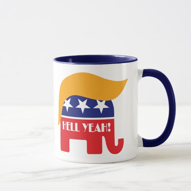 Taza Presidente Donald Trump 45 Elephant Hair Hell Yeah (Derecha)