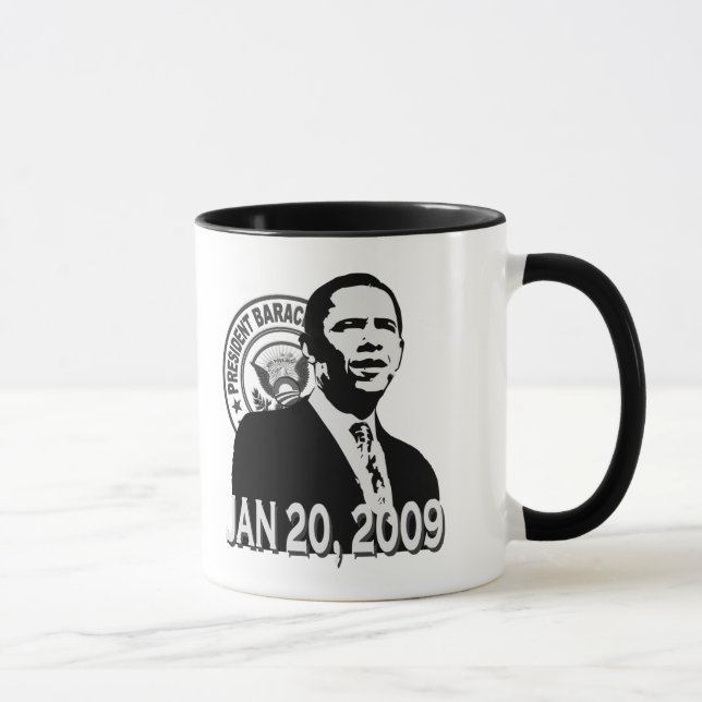 Taza Presidente Obama Inauguration BW (Derecha)