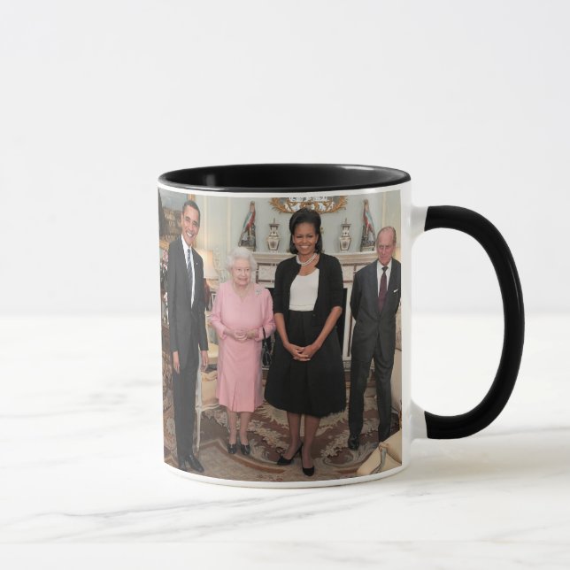 TAZA PRESIDENTE OBAMA Y MICHELLE CON LA REINA ELIZABETH (Derecha)