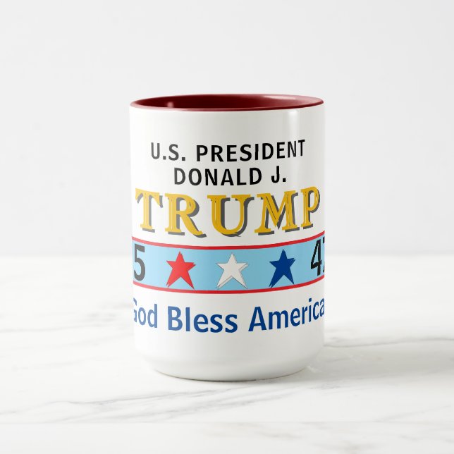 Taza Presidente Trump 45 47 Dios bendiga a Estados Unid (Centro)