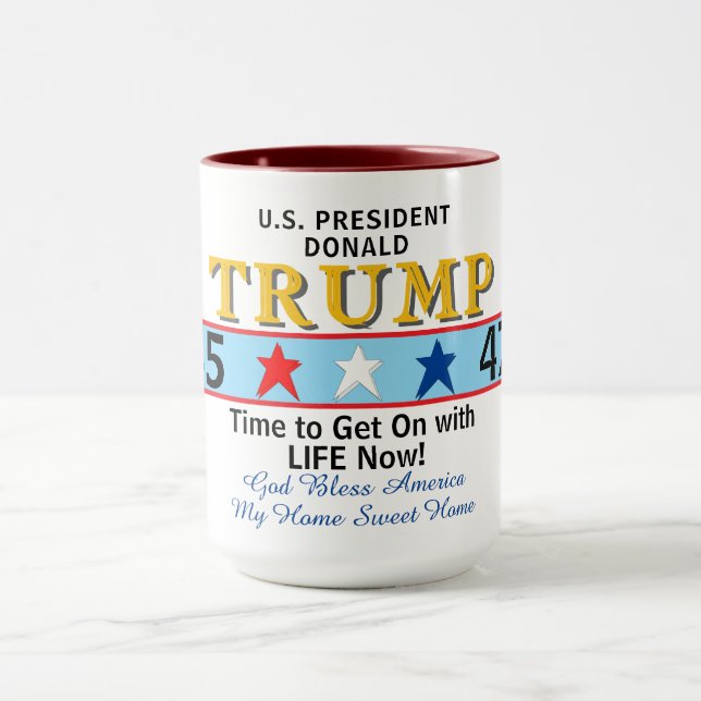 Taza Presidente Trump 45 47 Dios bendiga a Estados Unid (Centro)