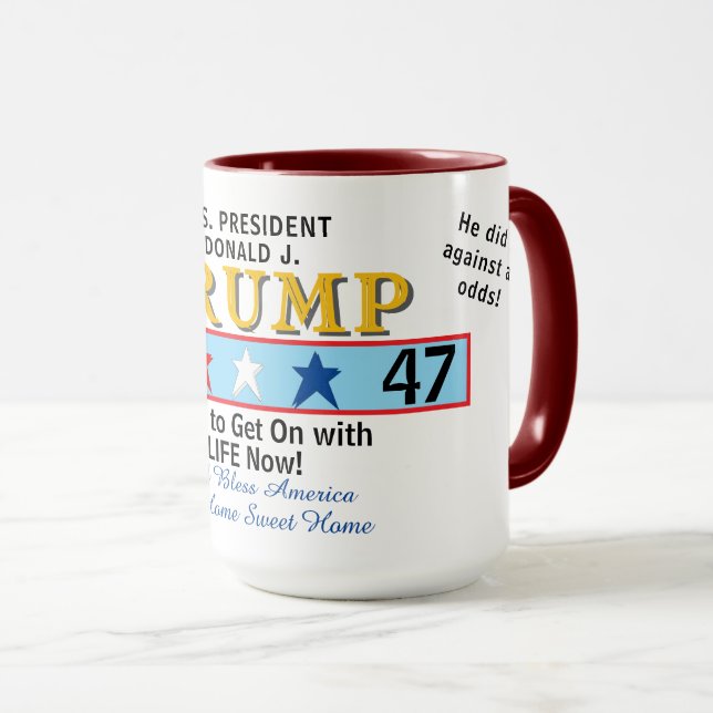 Taza Presidente Trump 45 47 Estrellas geométricas (Anverso derecho)