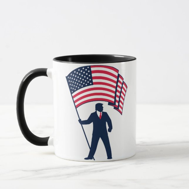 Taza Presidente Trump con la bandera de Estados Unidos (Izquierda)