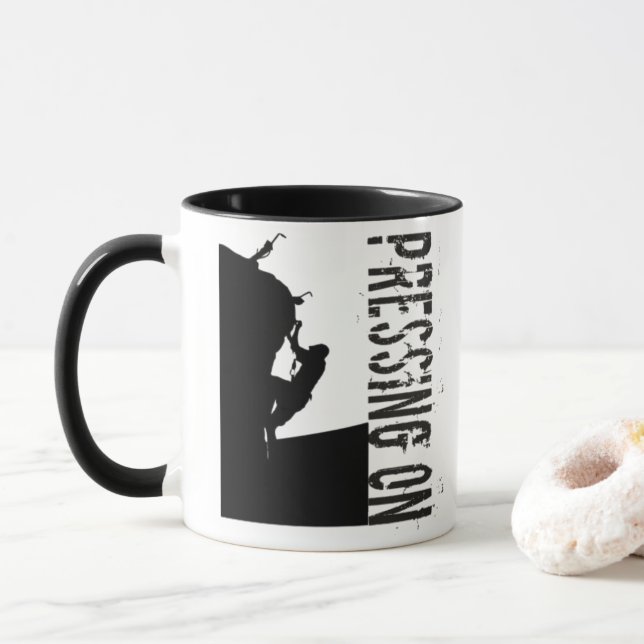 Taza Presionando Sobre Filipinas 3:14 Rock Climber Mug (Con donut)