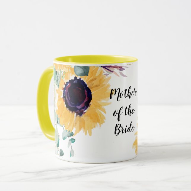 Taza PRESUPUESTO Madre Novia Groom Boda Regalos Girasol (Anverso izquierdo)