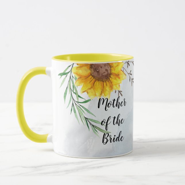 Taza PRESUPUESTO Madre Novia Groom Boda Regalos Girasol (Izquierda)