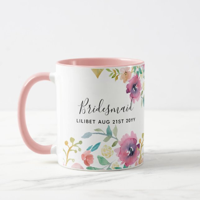 Taza PRESUPUESTO Novia Novia Regalos Florales Rosa (Izquierda)