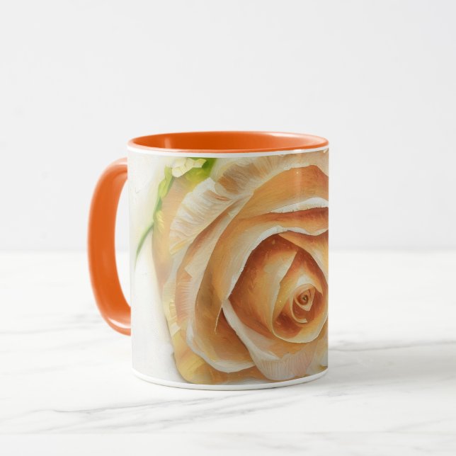 Taza Pretty Orange Cream Rose Art Coffee Tea Mug (Anverso izquierdo)
