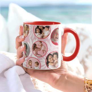 Taza Pretty pink & Red Floral Photo Mug
