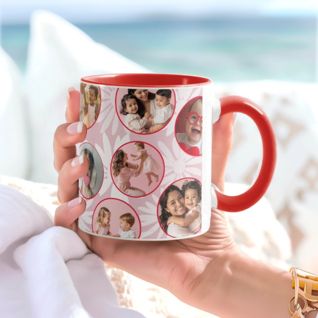 Taza Pretty pink & Red Floral Photo Mug (Subido por el creador)
